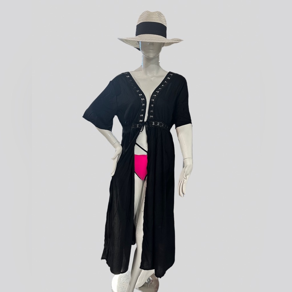NEW! OPEN BEACH COVER UP KIMONO BLACK